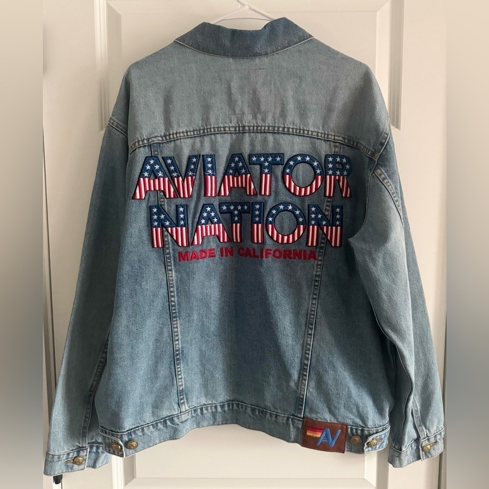 Aviator Nation Oversized Concert Denim Jacket 100% Cotton USA Forth of July - Picture 4 of 17
